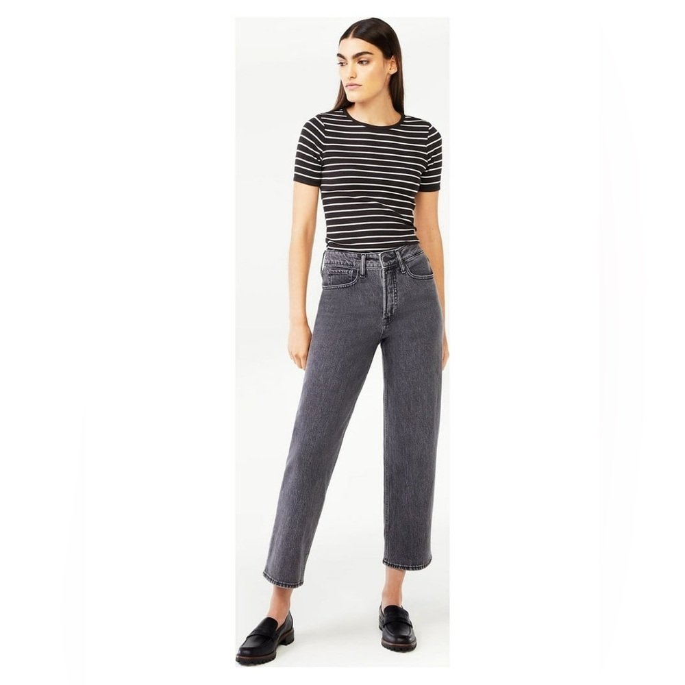 Free Assembly | Cropped Wide High Rise Straight Jeans